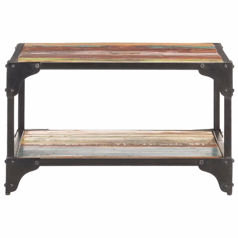 Tavolino da Salotto 60x60x35 cm in Legno Massello di Recupero
