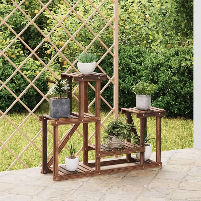 vidaXL Portafiori in Legno di Abete Massello Marrone L 90 x P 25 x H 73,5 cm