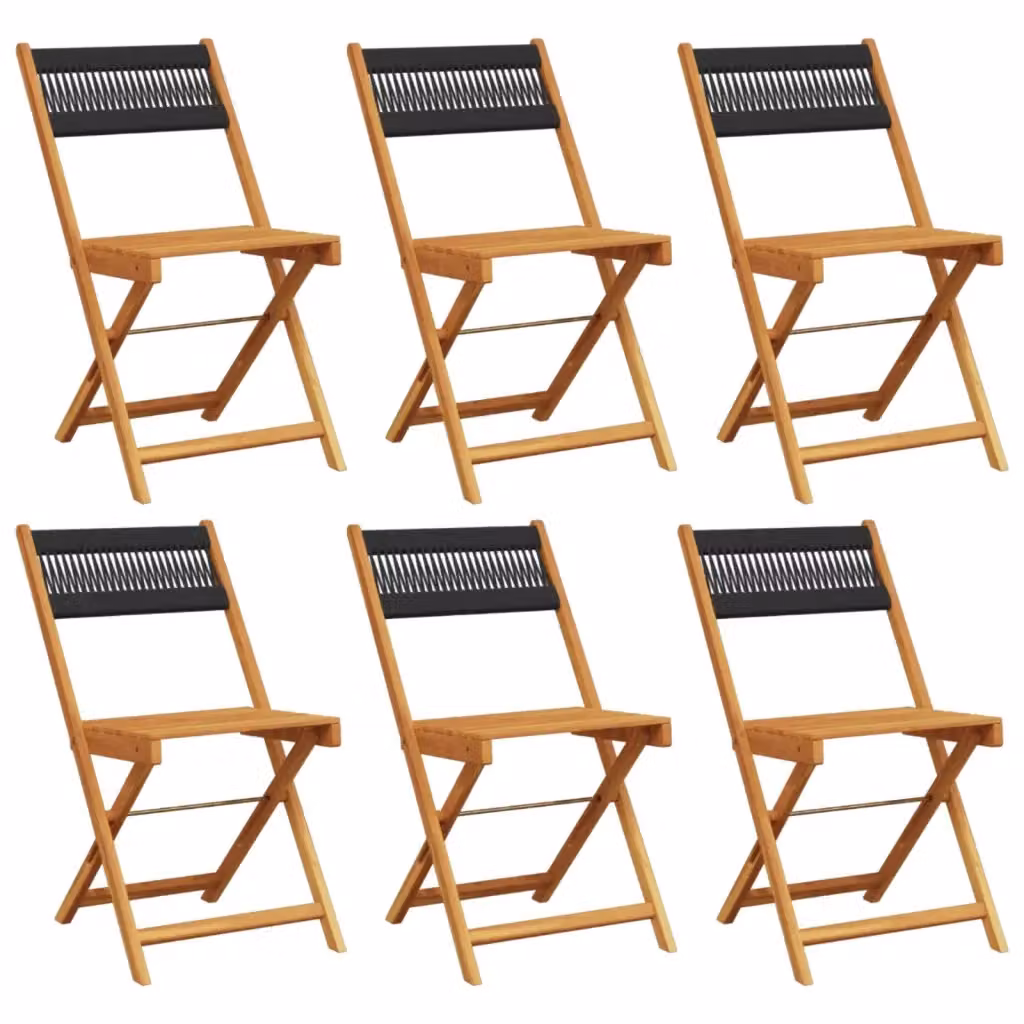 Set di 6 sedie pieghevoli da giardino vidaXL in legno di acacia nero con braccioli – 2