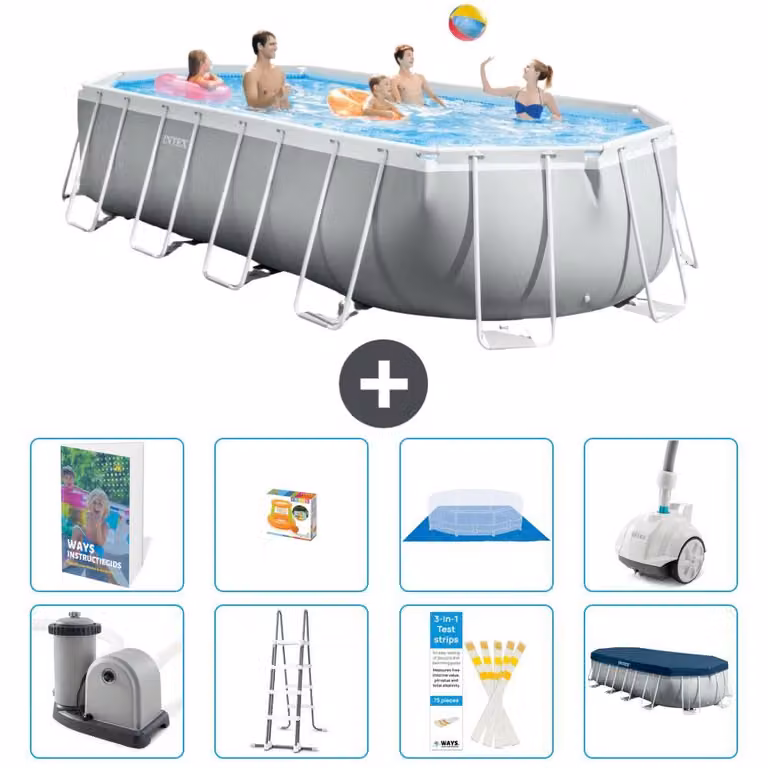 Piscina fuori terra ovale "Prism Frame" - 610x305x122 cm - Kit composto da 7 elementi - Modello S590