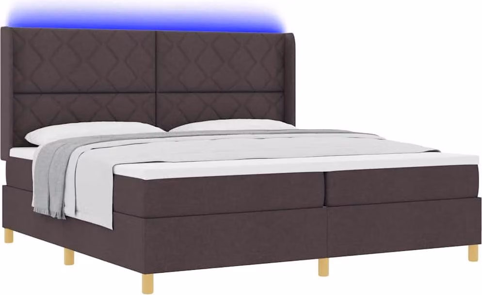 Letto a molle con materasso Marrone 200 x 200 cm Tessuto