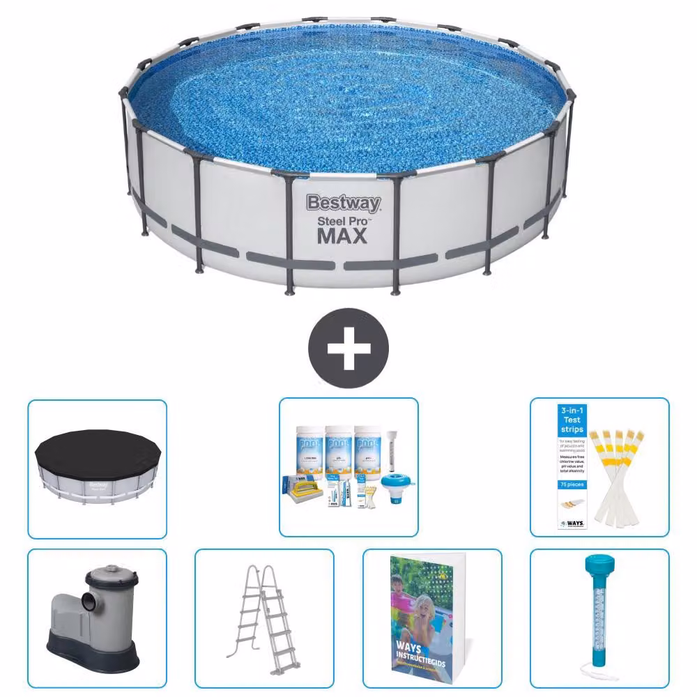Piscina gonfiabile Bestway Steel Pro MAX, rotonda, 488x122 cm, composta da 6 parti, modello S574