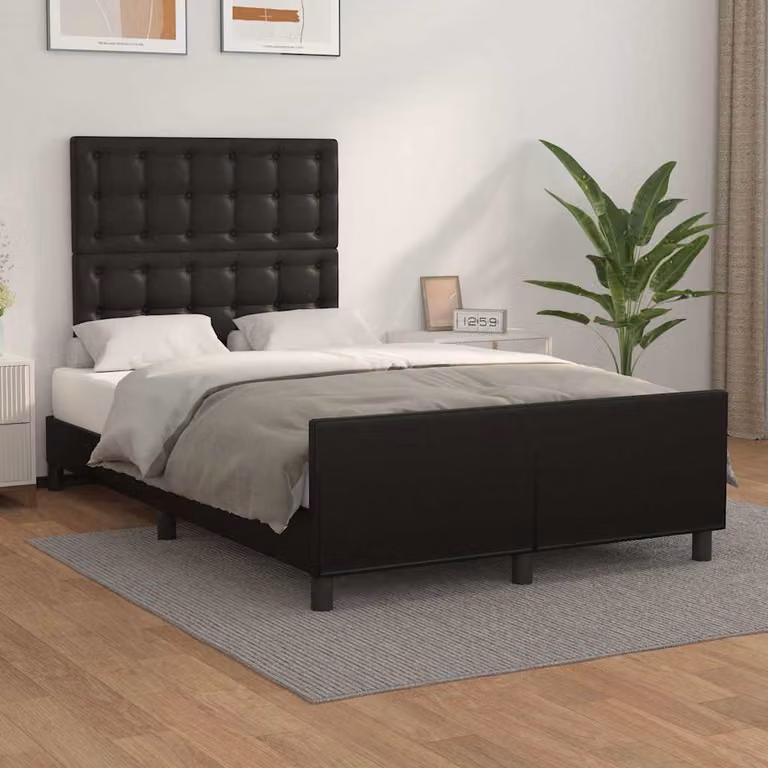 Giroletto con Testiera vidaXL in Similpelle Nero L/P: 120 x 200 cm