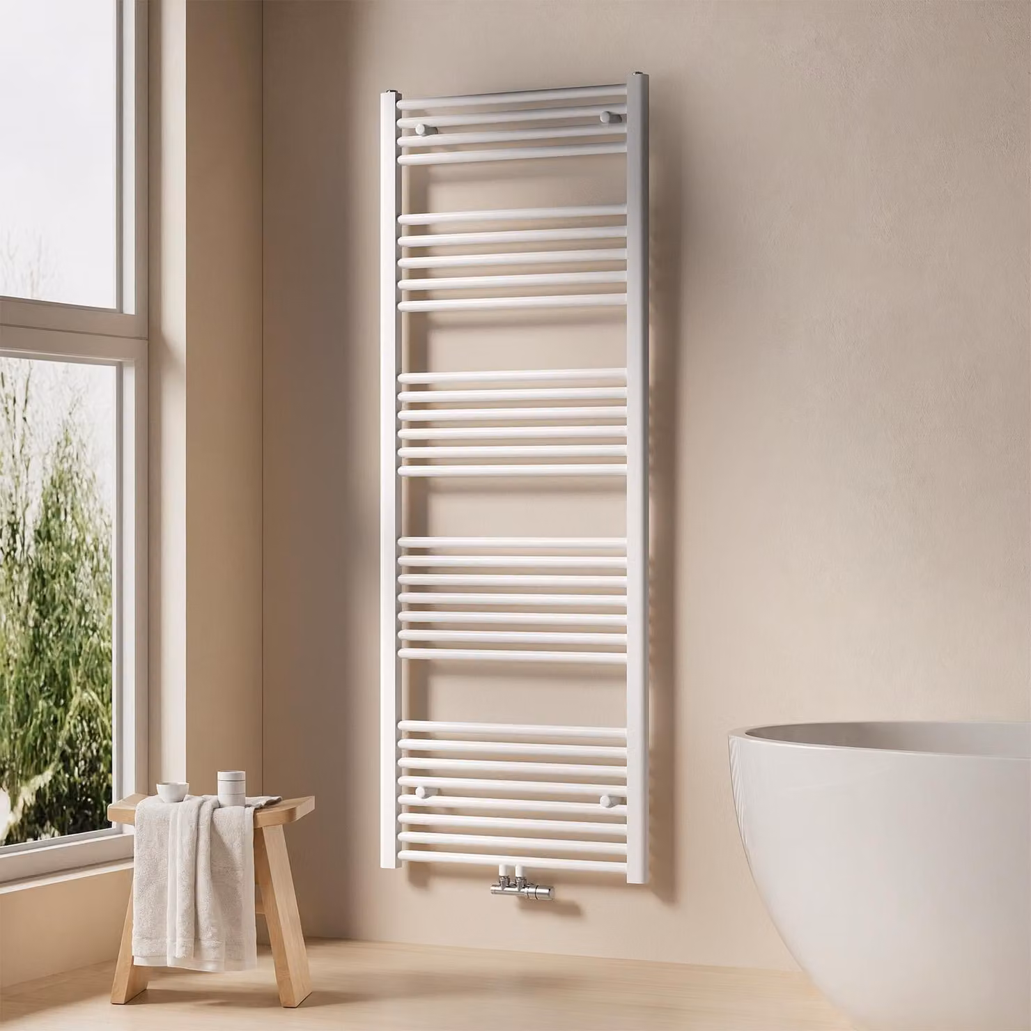 EMKE radiatore bagno asciugamani radiatore 60x160cm 761 Watt di potenza bianco radiatore bagno attacco centrale riscaldamento senza elemento riscaldante