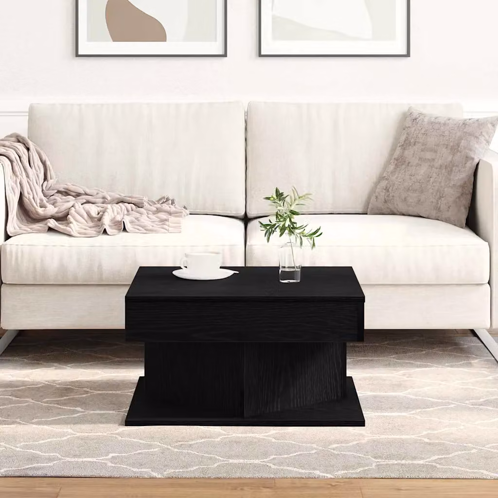 vidaXL Tavolino da salotto moderno in rovere nero, L/P/H: 57 x 57 x 30 cm