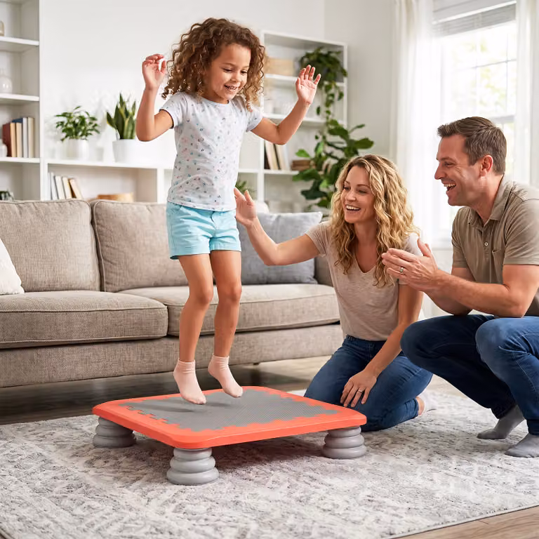 Costway Mini Trampolino Elastico per Bambini con Piedini Ammortizzanti in Schiuma, Rosso