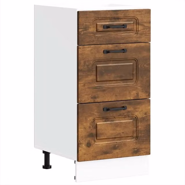 Base da cucina Kalmar Rovere Fumo in legno multistrato marrone con ante a battente e cassetti L/P/H: 46 x 81,5 x 40 cm