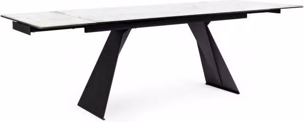 Tavolo da pranzo rettangolare allungabile Blazar in ceramica bianca con finitura lucida e struttura in metallo GIORDANOSHOP
