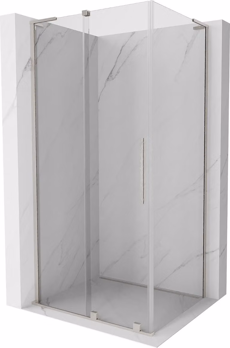 Mexen Velar L cabina doccia scorrevole 120 x 85 cm, trasparente, nichel spazzolato - 871-120-085-03-97