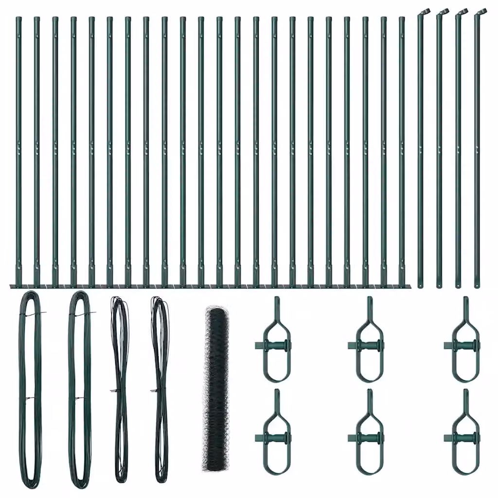 Recinzione esagonale vidaXL in acciaio rivestito in PVC verde con base in cemento L: 50 cm, H: 120 cm – 2