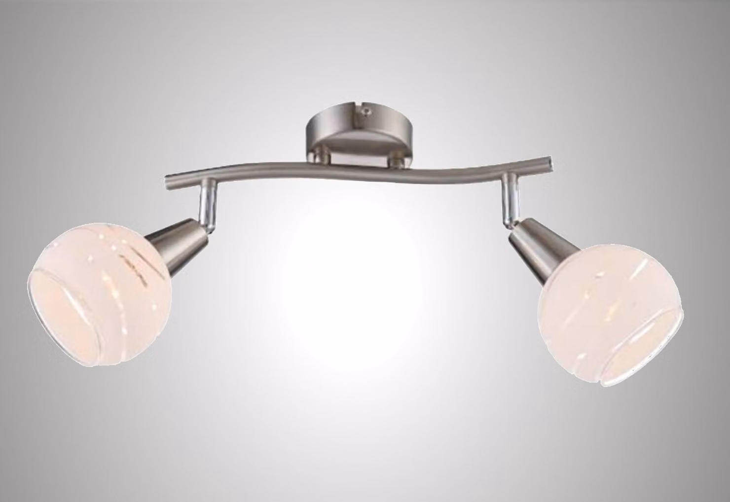TRANGO 2 luci 1001-22D Plafoniera LED *OLIVIA* incl. 2x lampadine LED dimmerabili a 3 livelli 3000K bianco caldo I Plafoniera in look acciaio inox con vetri di design