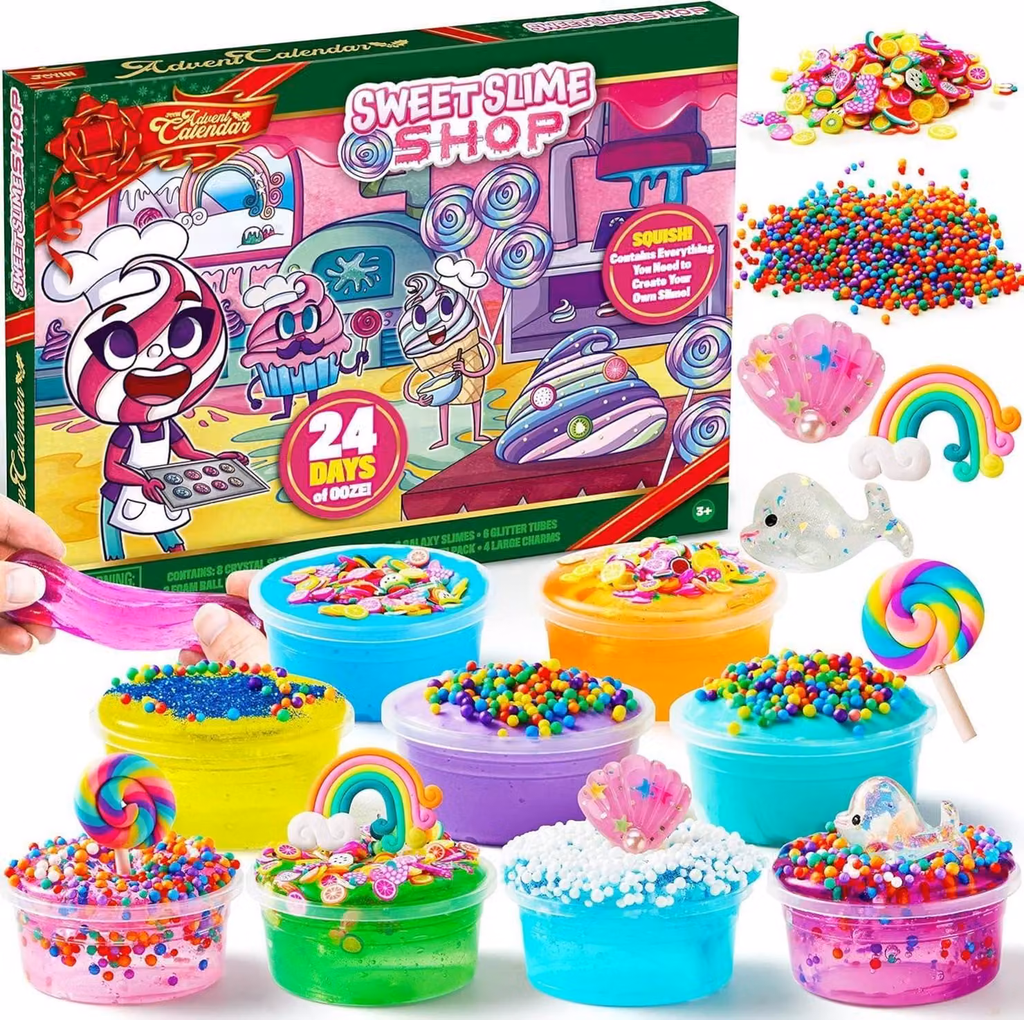 Calendario dell'Avvento fai da te Slime Calendario dell'Avvento 24 giorni Conto alla rovescia 24 Slime 8 Accessori