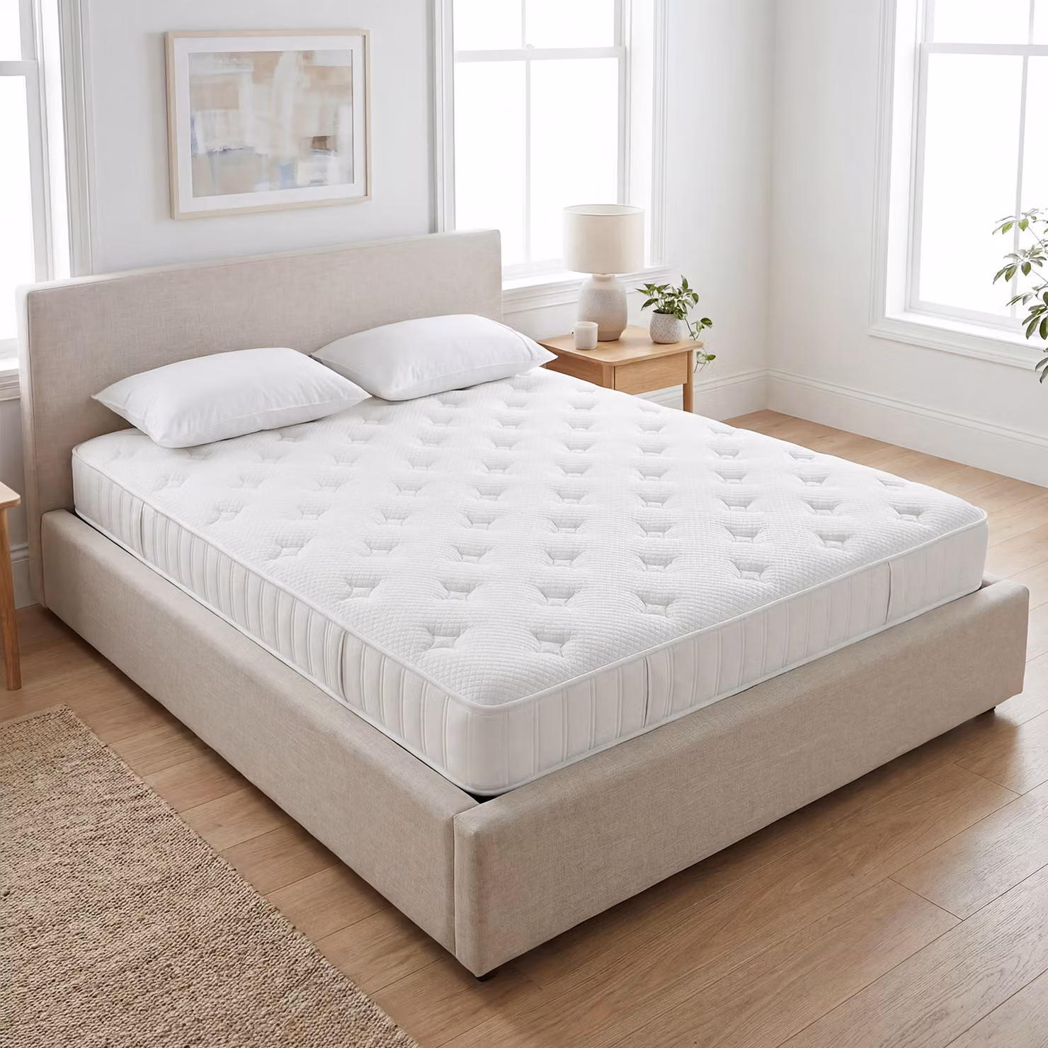 Materasso Ibrido Costway in Schiuma e Molle a Sacchetto Bianco, Altezza: 20 cm, L/P: 140 x 200 cm