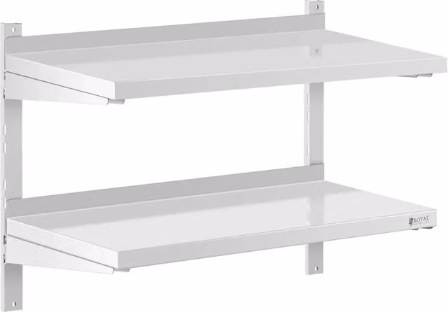 Mensola da parete professionale in acciaio inox - 2 ripiani - 40 x 80 cm 14_0001559