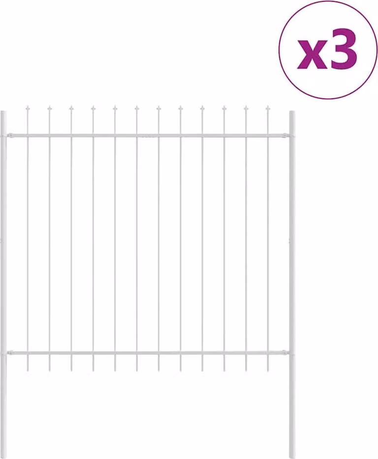 Recinzione per Giardino 3 pcs Bianco 5,1 x 1,5 m