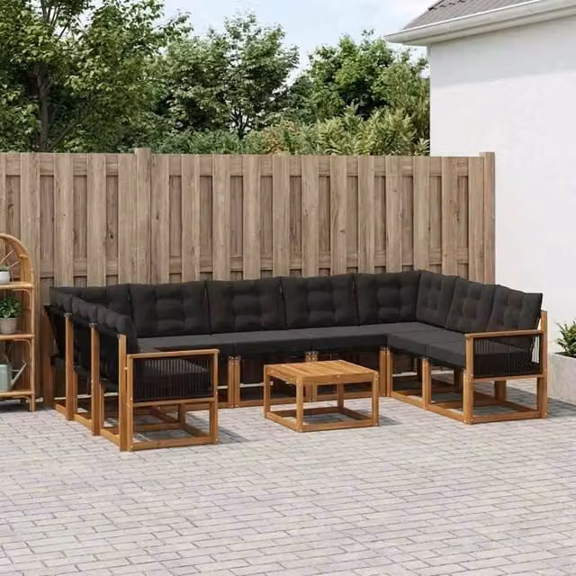 Set di divani da esterno 10 pz Naturale e Nero 3382224