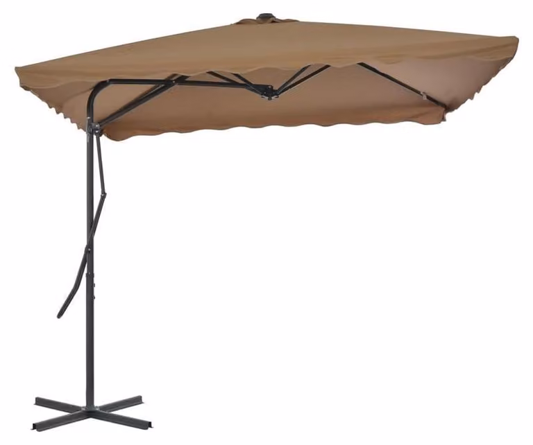 Ombrellone, dimensioni 250 cm x 250 cm, struttura in acciaio, rotazione a 360 gradi, base a croce stabile, palo regolabile