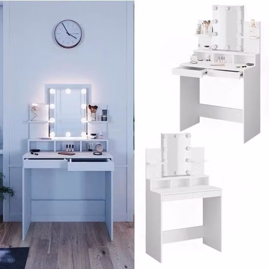 Tavolo di specchio con illuminazione LED da 80 cm