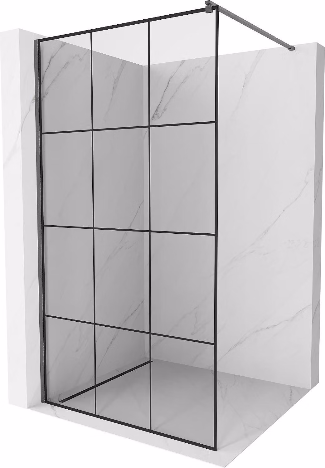 Mexen Kioto parete doccia Walk-in 120 x 200 cm, rete nera 8 mm, grigio canna di fucile spazzolato - 800-120-101-66-77