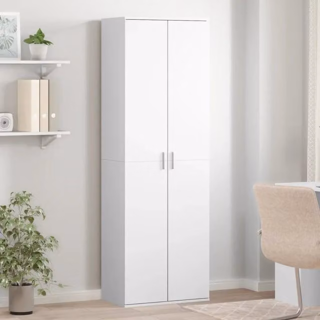 Credenza-Buffet-Armadio da cucina Bianca 60x35x180 cm in Legno Multistrato