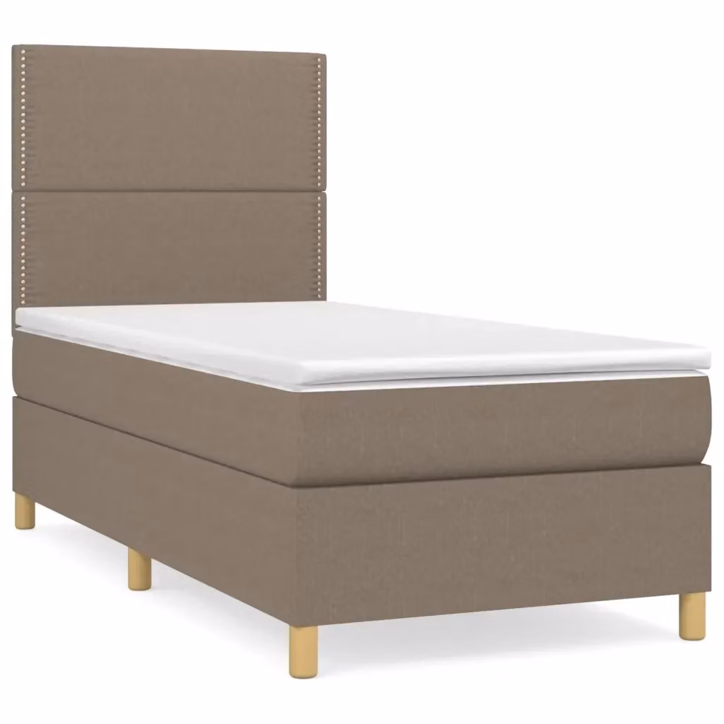 Letto Ibrido con Materasso a Molle vidaXL in Tessuto Beige L/P/H: 100 x 200 x 40 cm – 2