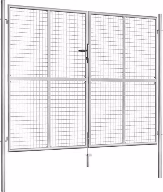 Cancello da Giardino in Acciaio Zincato 306x200 cm Argento 144766