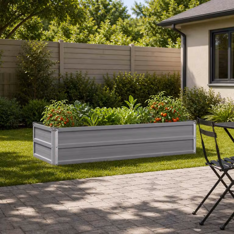 Letto rialzato da giardino vidaXL in metallo Grigio L: 100 cm, P: 40 cm, H: 24 cm