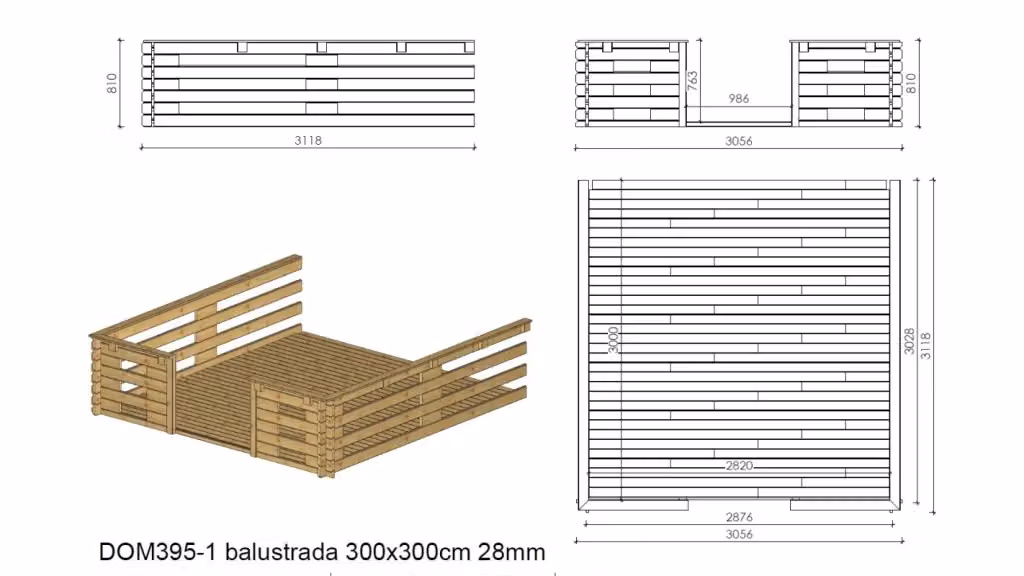 Veranda in legno ALTANKA colore naturale L: 3 m, P: 3 m, H: 2,40 m – 2