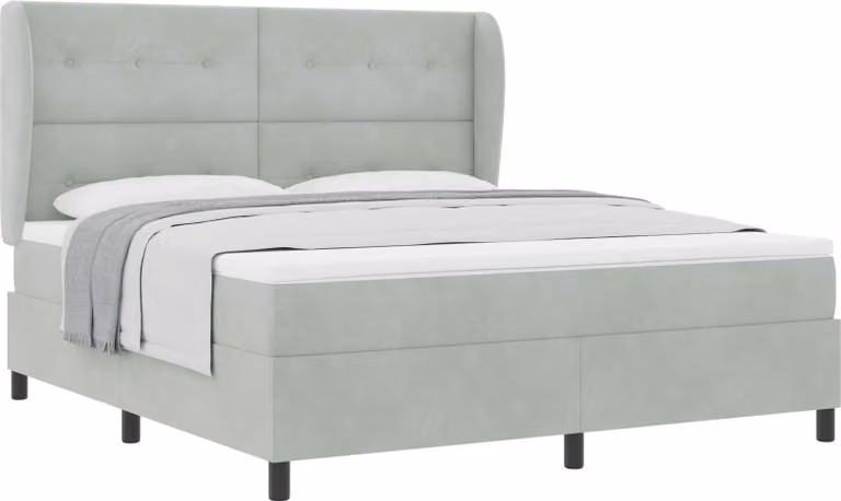Letto a molle con materasso Grigio chiaro 200 x 180 cm Velluto