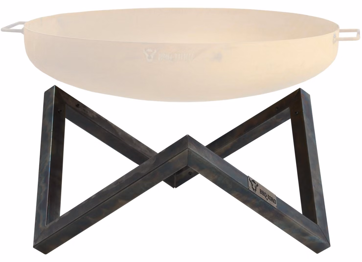Supporto per braciere - 80 cm, forma a V - Acciaio al carbonio - aspetto arrugginito anticato