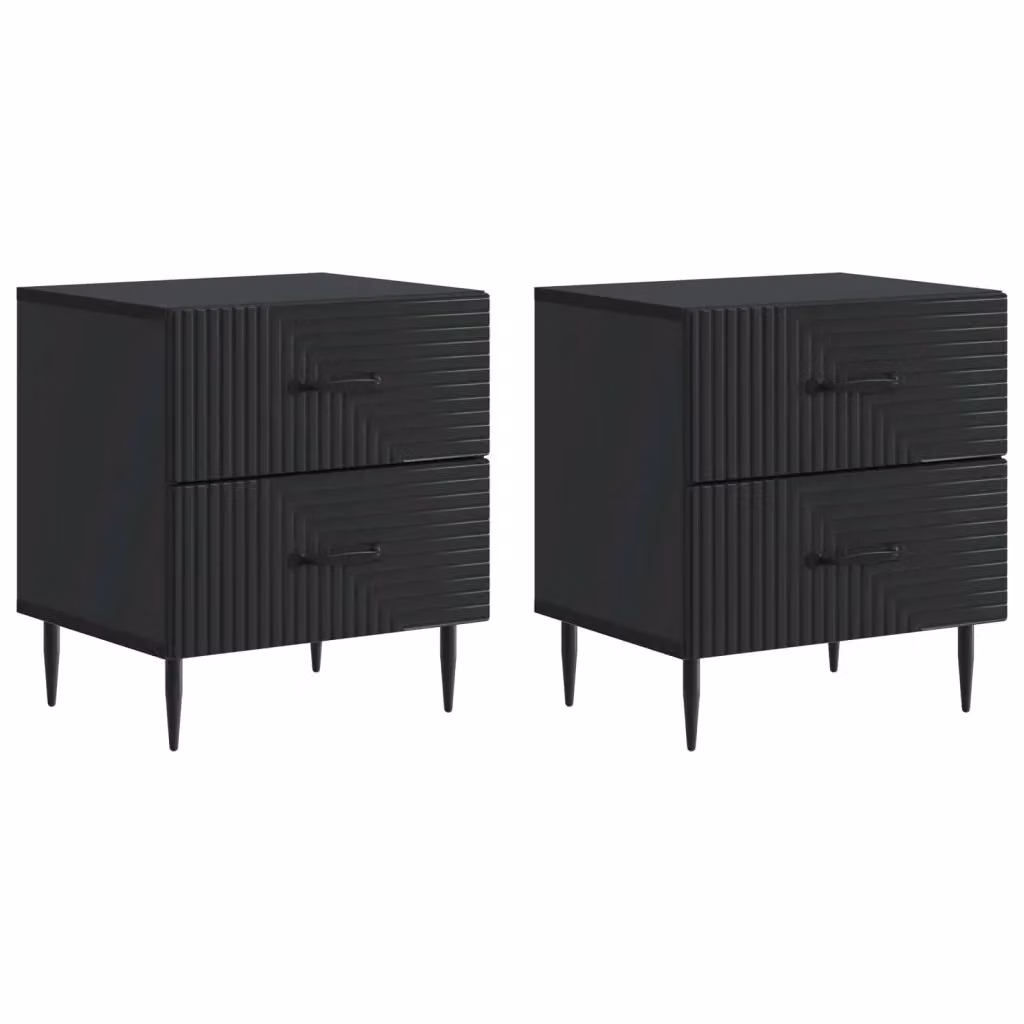 Set di 2 Armadi da Notte vidaXL Moderni in Nero Opaco L/P/H: 43 x 34,5 x 47,5 cm – 2