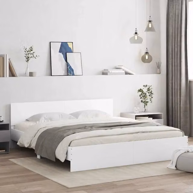 Struttura letto con testata con testiera Bianco 193 x 203 cm 3402865