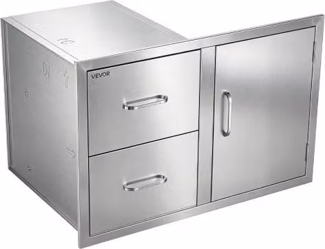 VEVOR Cassettiera per Isola Cucina da Esterno 82x55x52 cm con 2 Cassetti Acciaio Inox, con Maniglia, Bancone di Postazione per Barbecue, Organizazzione Utensili Pentole Accessori, Cortile, Giardino