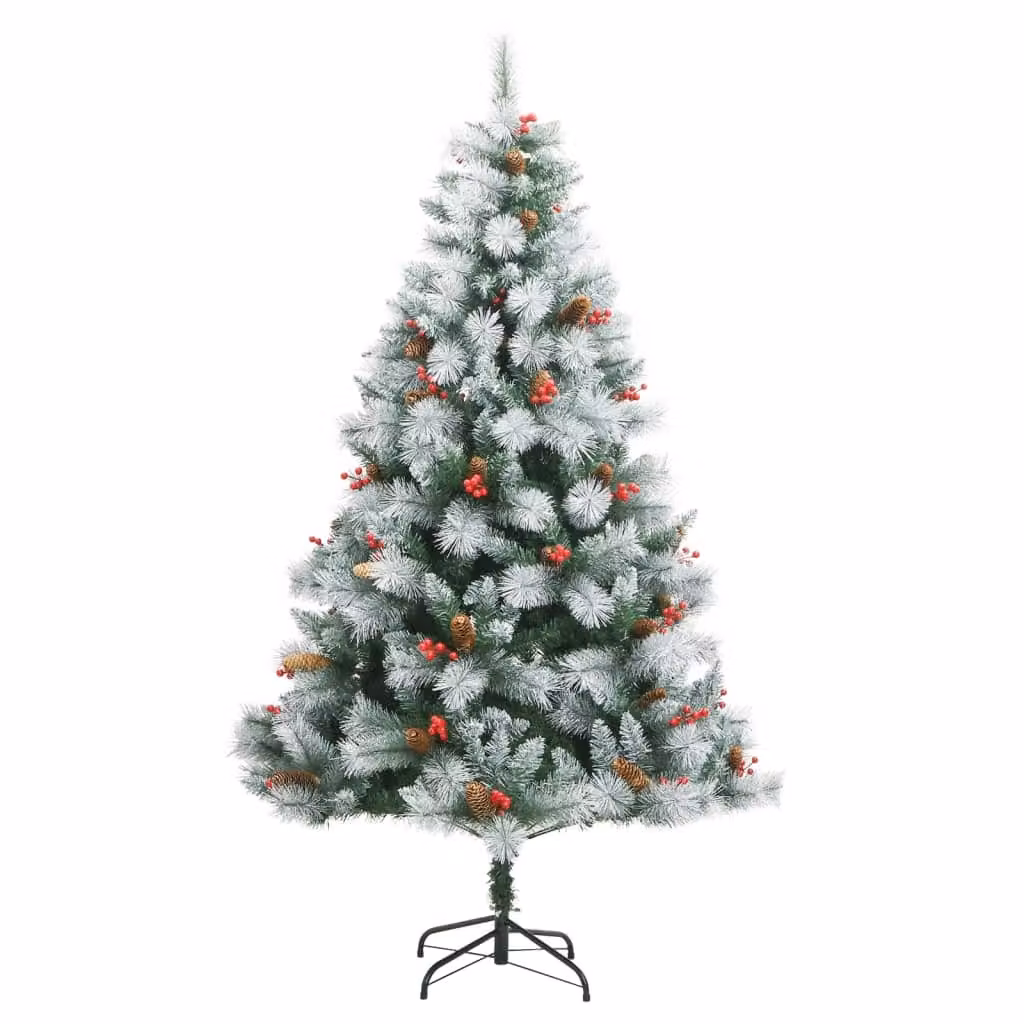 Albero Natale Artificiale Incernierato con Pigne e Bacche 180cm