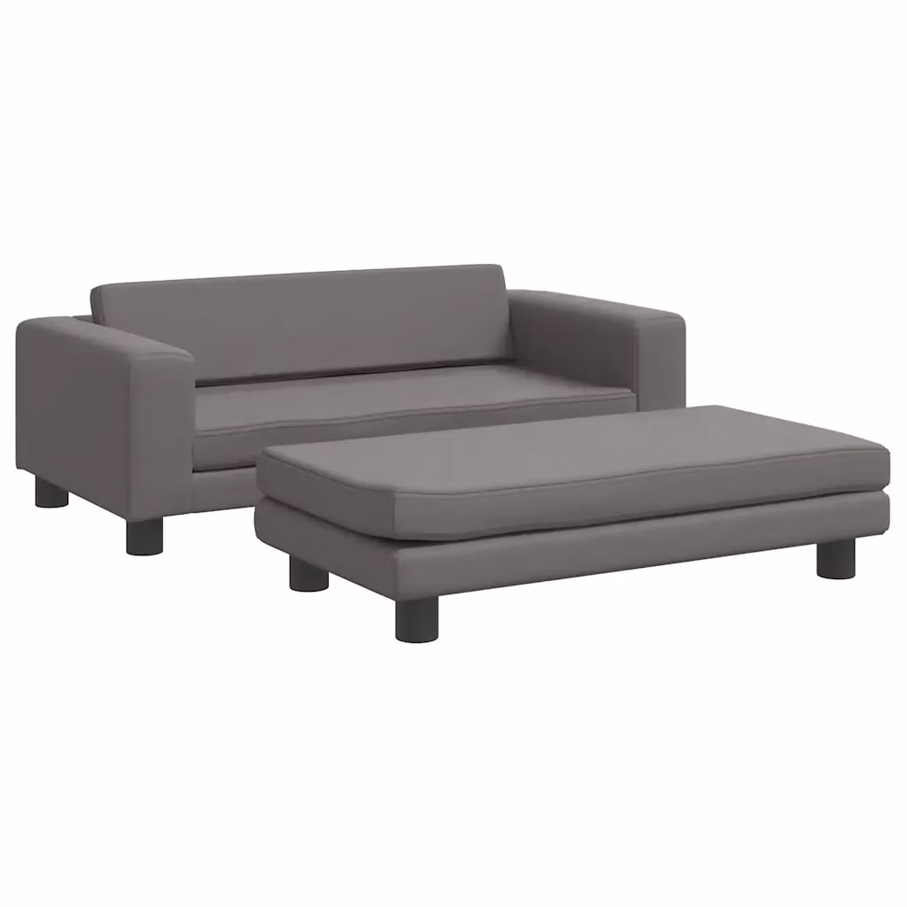 Divano per bambini con poggiapiedi vidaXL in similpelle grigio L: 100 cm, P: 50 cm, H: 30 cm – 2