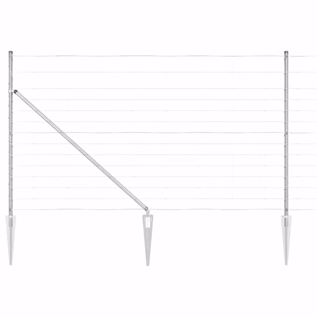 Recinzione in rete saldata con punte vidaXL in acciaio zincato argento, L: 25 m, H: 1,4 m – 2