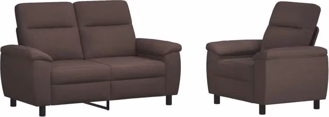 Set di 2 divani moderni vidaXL in tessuto marrone e nero con struttura in metallo e cuscini inclusi