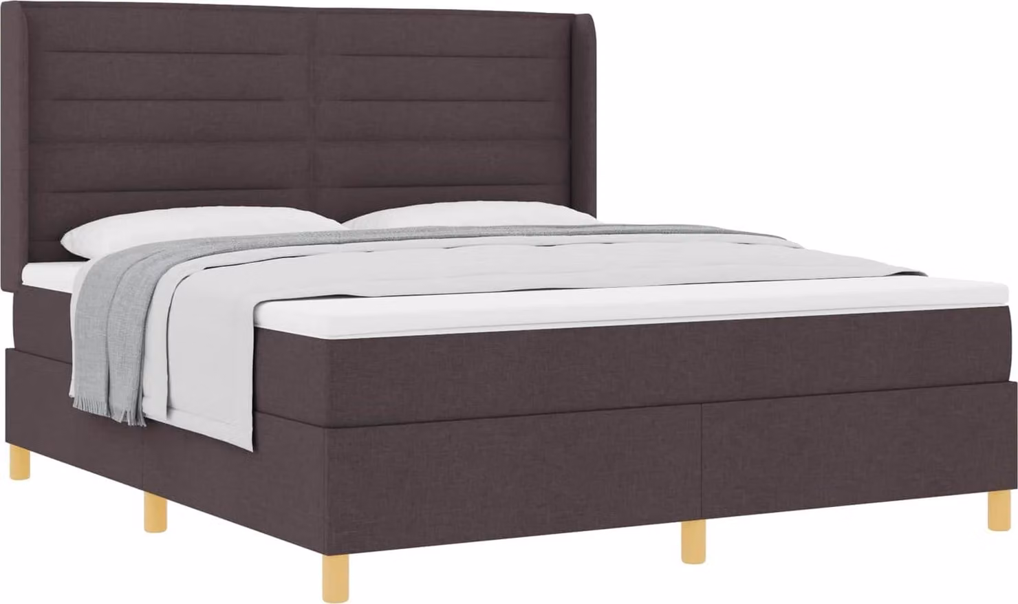 Letto a molle con materasso Marrone Scuro 180 x 200 cm Tessuto