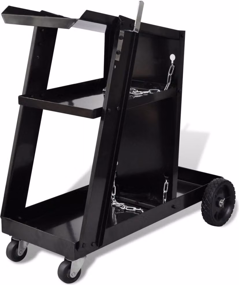 Carrello per saldatura nero Carrello manuale con 3 ripiani
