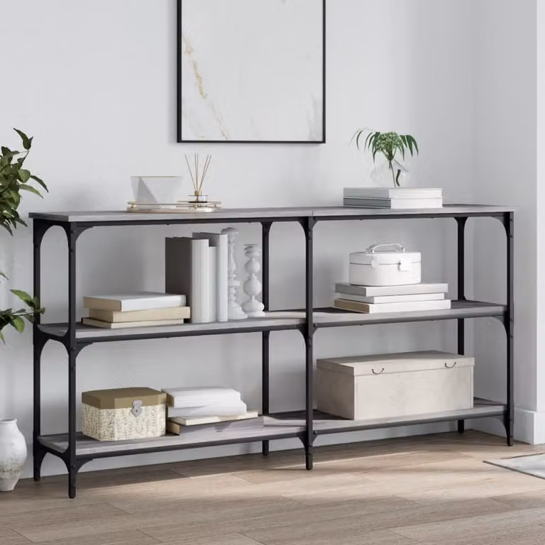 vidaXL Tavolo Consolle in Legno Multistrato Grigio Sonoma L: 150 cm, P: 29 cm, H: 75 cm