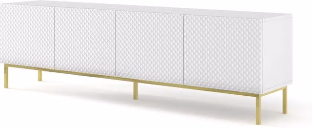 Mobile porta TV Ravenna C Diamond Bim Furniture in MDF Bianco Opaco con Cornice Oro e design moderno per il tuo soggiorno – 1