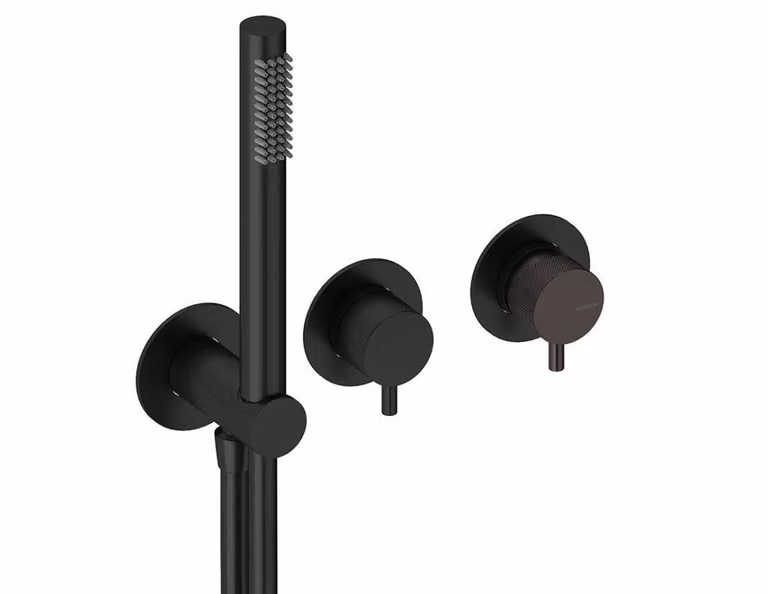 SANYCCES LOOP K Miscelatore da incasso a 2 vie per doccia con deviatore, doccetta e flessibile, nero metallizzato