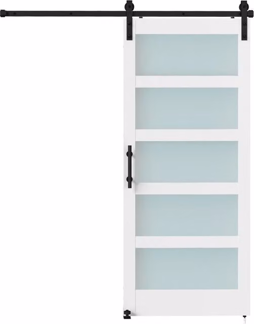 Porta Scorrevole 91,2x3,5x213,4 cm con Binario e Kit Ferramenta in Vetro Satinato e Legno Multicolore