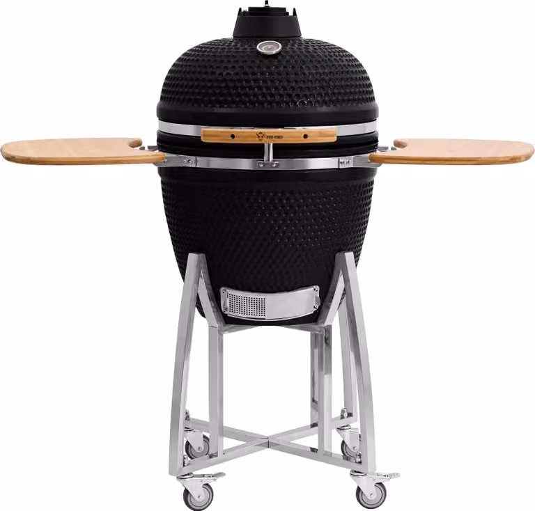 BBQ-Toro Kamado Grill a carbonella "KURO" Ø 52 cm, nero, griglia in Vetroceramica con ripiano, termometro