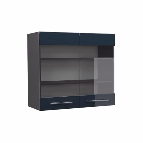 Vicco Mobile da cucina in vetro Fame-Line, Blu scuro lucido, 80 cm