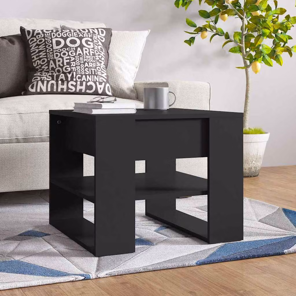 vidaXL Tavolino da Salotto Moderno Nero in Legno e MDF L/P/H: 55,5 x 55,5 x 45 cm