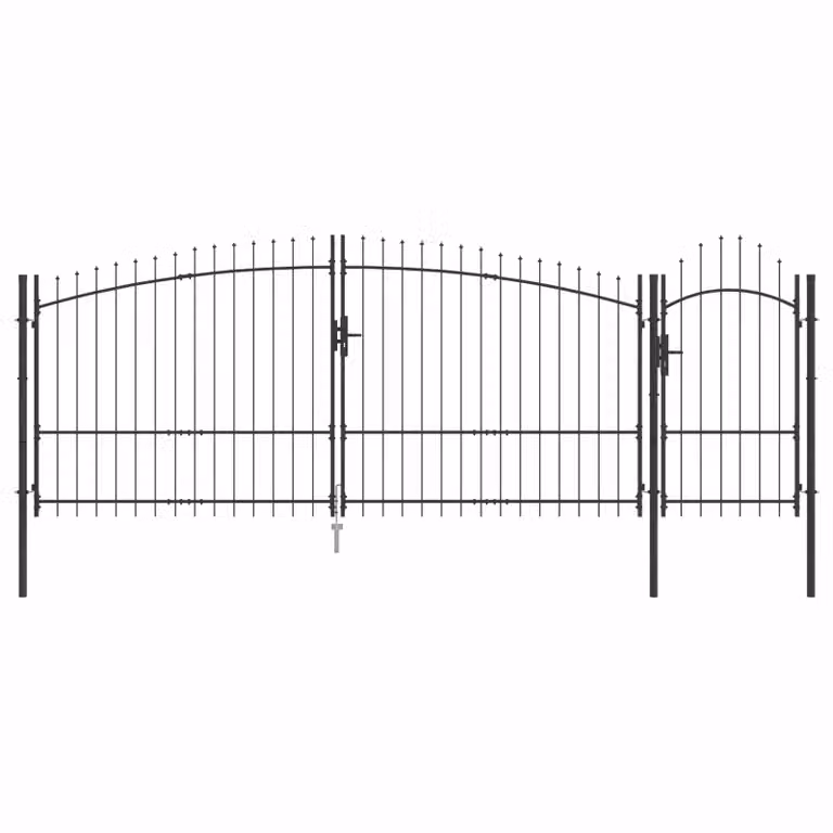 Cancello da giardino a doppia anta vidaXL WOERDEN in acciaio nero o grigio, L: 400 cm, H: 175 cm