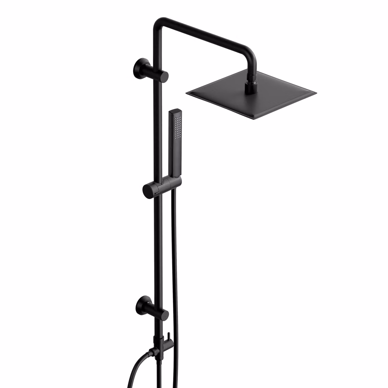 Sistema doccia a pioggia JOHO senza rubinetto, set doccia in acciaio inox con asta doccia da 92 cm, soffione angolare 20 * 20 cm, nero