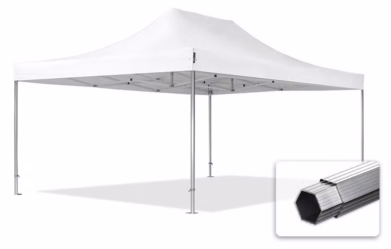 TOOLPORT 4x6m gazebo pieghevole PES, PROFESSIONAL alluminio, bianco