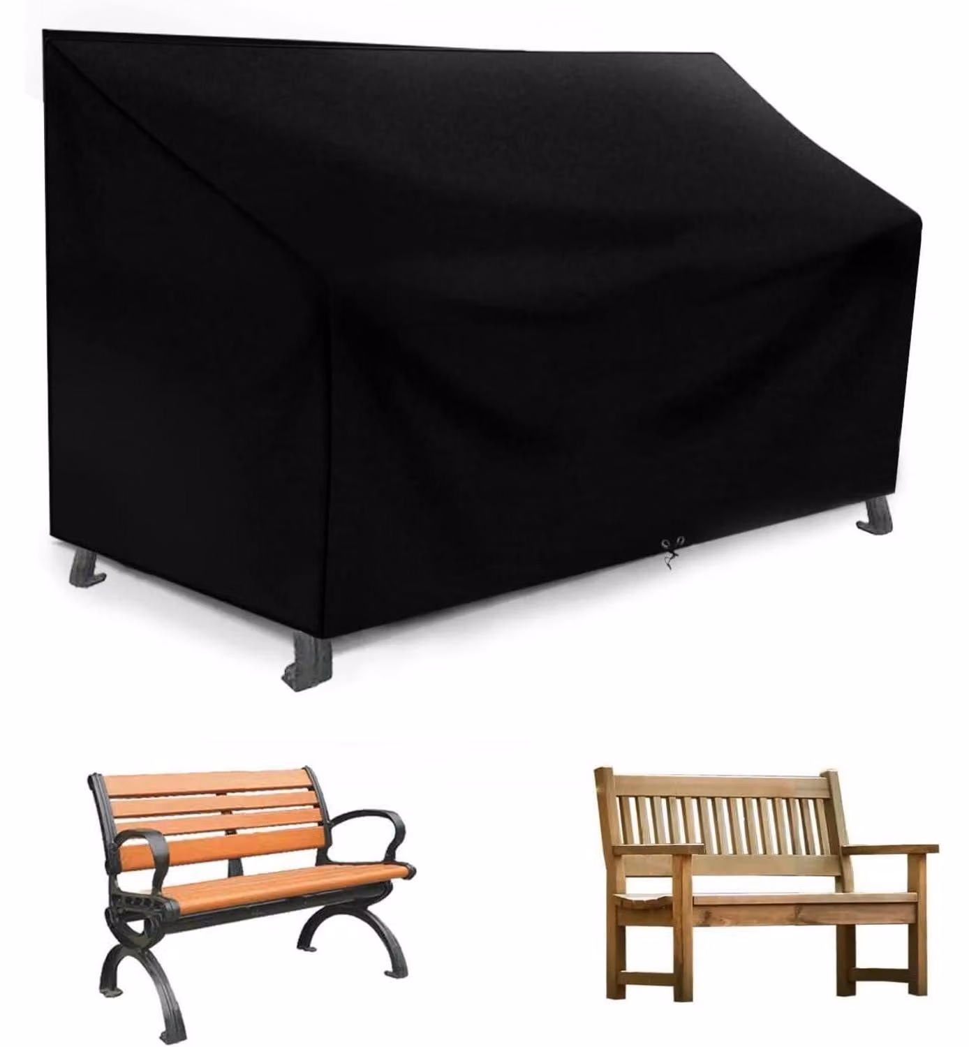 Copertura impermeabile per panchina da giardino, adatta a 2 posti, dimensioni 134x66x63/89 cm, tessuto Oxford 420D, colore nero